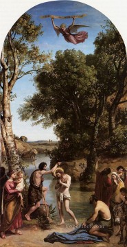 The Baptism of Christ plein air Romanticism Jean Baptiste Camille Corot Oil Paintings
